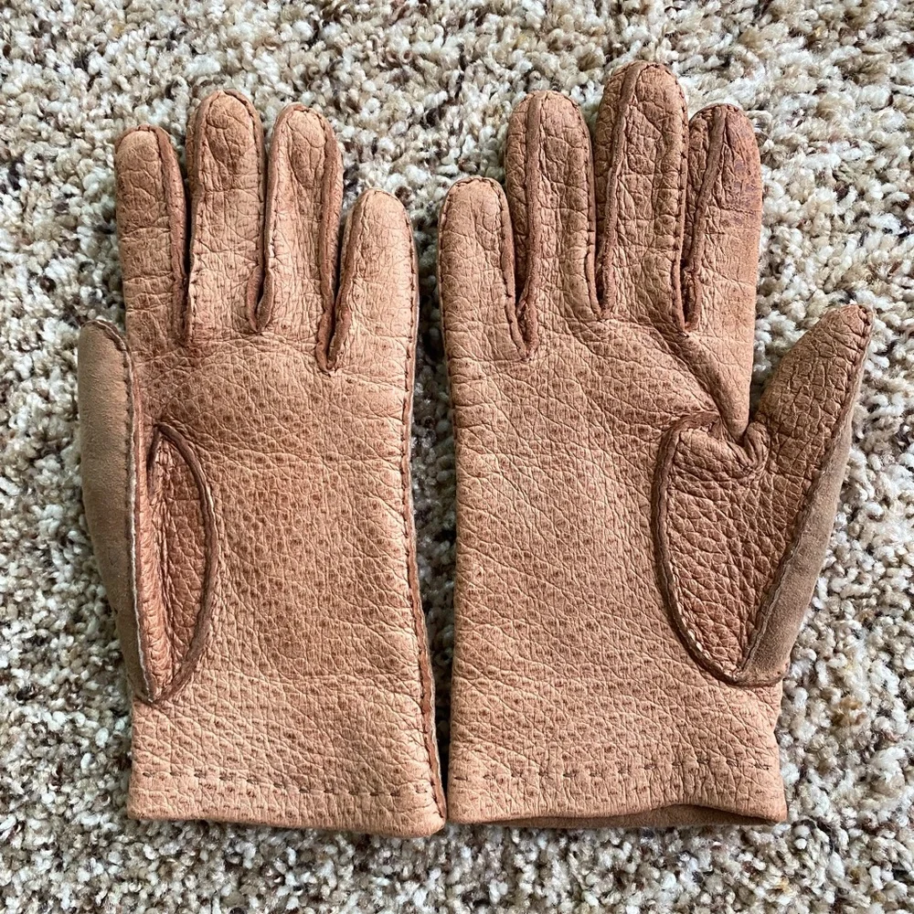 Vintage Genuine shearling sheepskin lined gloves handmade in England